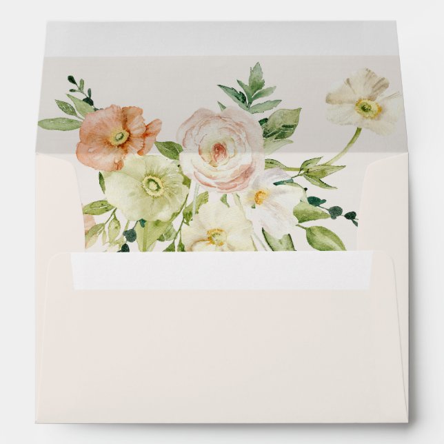 LEAH Cute Watercolor Light Pastel Spring Floral Envelope (Back (Bottom))