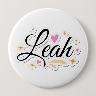 Leah name cute design 10 cm round badge