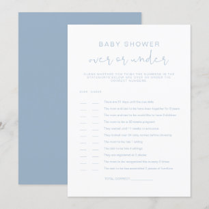 LEAH Pastel Blue Over Under Baby Shower Game Invitation