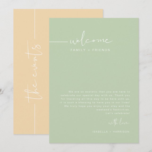 LEAH Pastel Wedding Weekend Welcome Schedule Invitation (Front/Back)