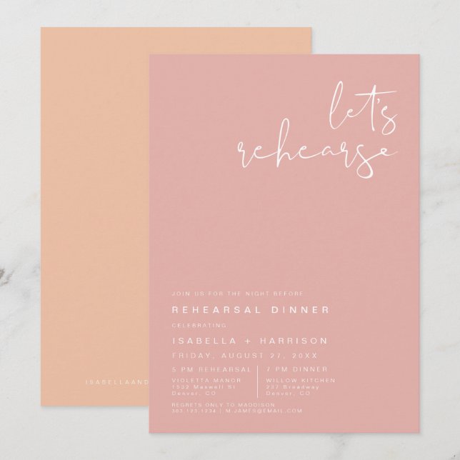 LEAH Vibrant Bright Pastel Spring Rehearsal Dinner Invitation (Front/Back)