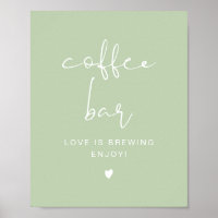 LEAH Vibrant Pastel Green Coffee Bar Table Sign