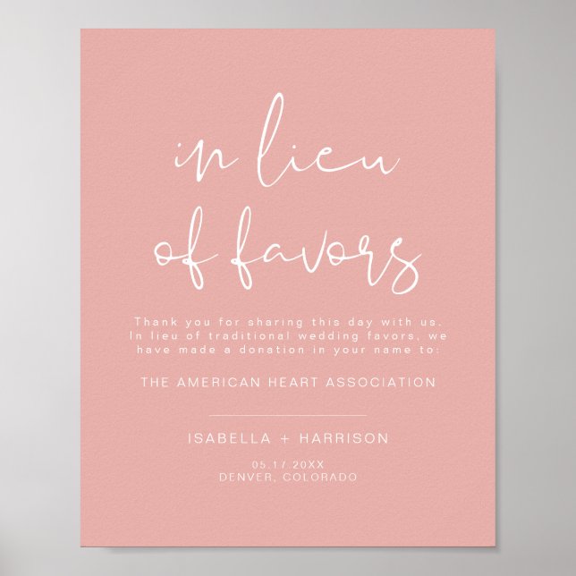 LEAH Vibrant Pastel In Lieu of Favours Wedding Sig Poster (Front)