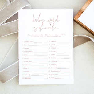 LEAH Vibrant Pastel Pink Baby Word Scramble Game Invitation