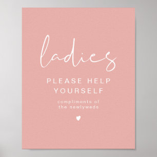 LEAH Vibrant Pastel Pink Ladies Bathroom Toiletry  Poster