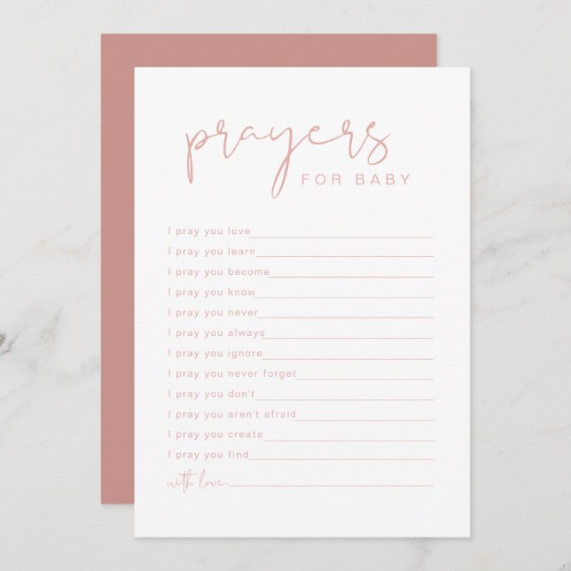LEAH Vibrant Pastel Pink Prayers for Baby Card (Front/Back)