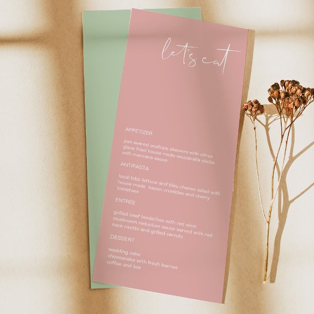 LEAH Vibrant Pastel Pink Spring Let's Eat Menu  (Creator Uploaded)