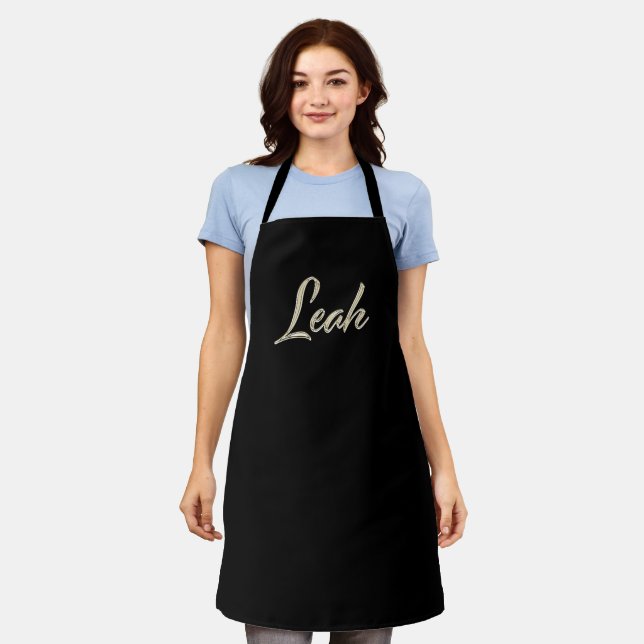 Leah white gold Handwriting Kitchen apron (Worn)