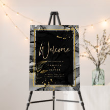 LeahG® Black Gold Alcohol Ink Wedding INVITE