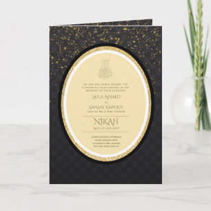 LeahG Black Gold Islamic Muslim Wedding Invites