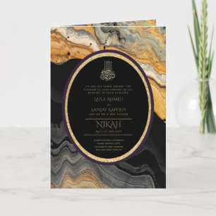 LeahG Black Gold Islamic Muslim Wedding Invites