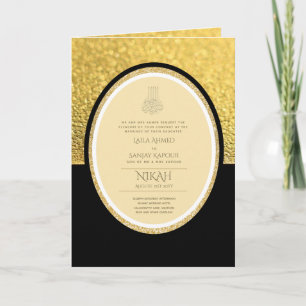 LeahG Black Gold Islamic Muslim Wedding Invites