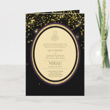 LeahG Black Gold Islamic Muslim Wedding Invites
