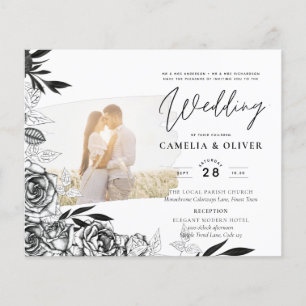 LeahG Black White Roses Photo Overlay Wedding Flyer