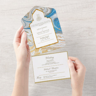 LeahG Blue Islamic Muslim Wedding Invites Nikah