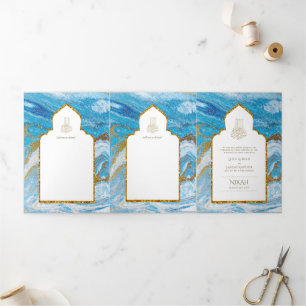 LeahG Blue Islamic Muslim Wedding Invites Nikah