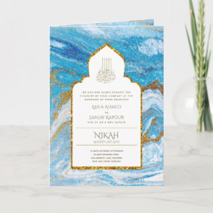 LeahG Blue Islamic Muslim Wedding Invites Nikah