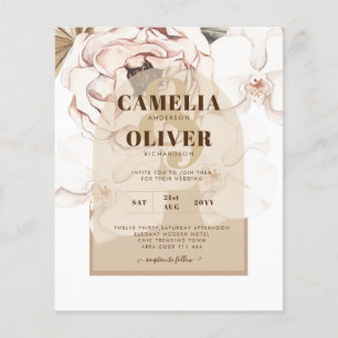 LeahG Blush Pink Champagne Floral Wedding Invite Flyer