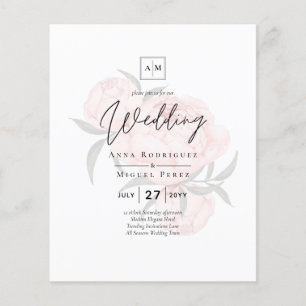 LeahG Blush Pink Floral OVERLAY Text Wedding Flyer