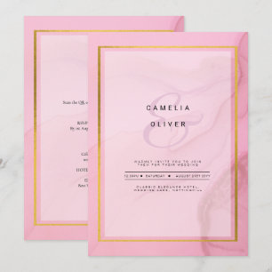 LeahG Blush Pink Gold INK Ombre Wedding INVITE