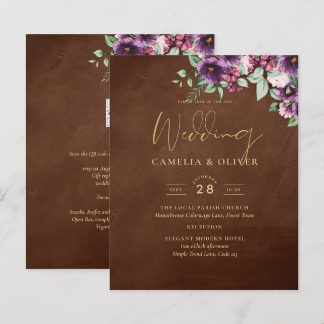 LeahG Brown Berry Plum Purple Wedding Fall Winter (Front/Back)