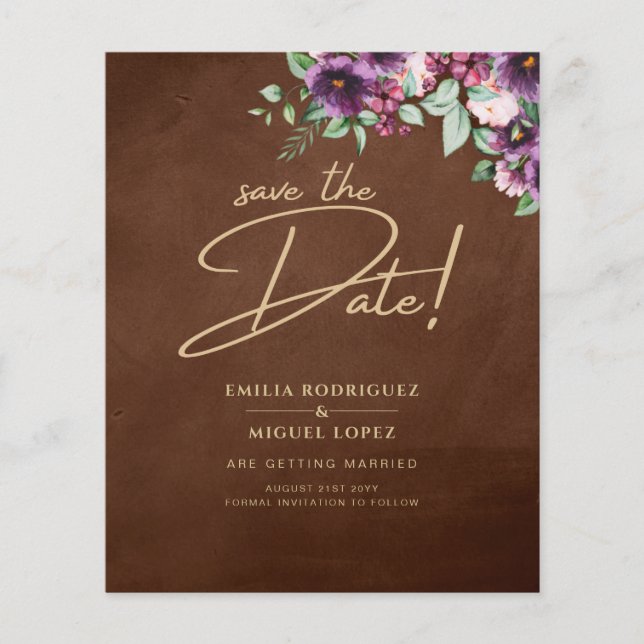 LeahG Brown Berry Plum Purple Wedding Fall Winter Flyer (Front)