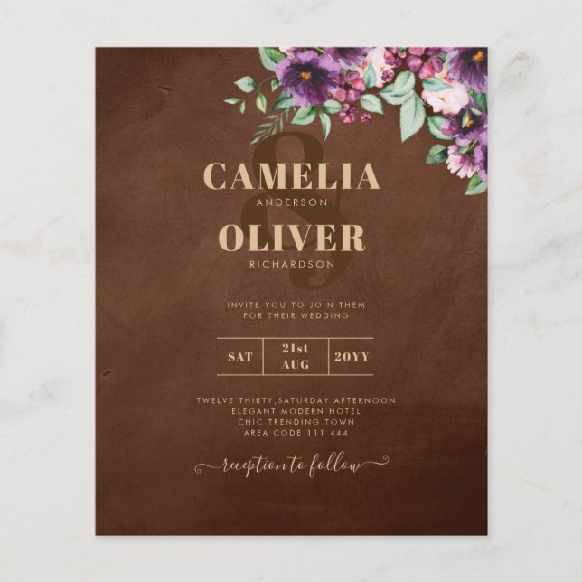 LeahG Brown Berry Plum Purple Wedding Fall Winter Flyer (Front)