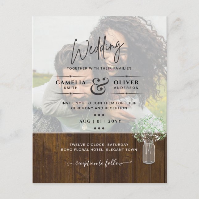 LeahG BUDGET Gypsophila PHOTO OVERLAY Wedding Flyer (Front)