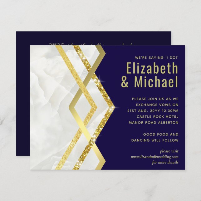 LeahG Budget Navy Gold Art Deco Wedding (Front/Back)