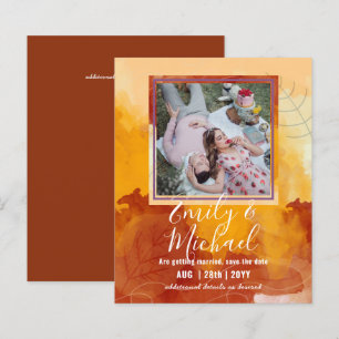 LeahG BUDGET PHOTO Save Dates Watercolor Leaves