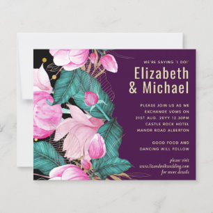 LeahG Budget Pink Roses Plum Modern Wedding Chic