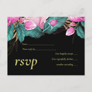 LeahG Budget Pink Roses Plum Modern Wedding Chic Invitation Postcard