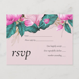 LeahG Budget Pink Roses Plum Modern Wedding Chic Invitation Postcard