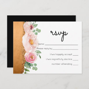 LeahG Budget Rose Gold Glam Wedding Invitation Postcard
