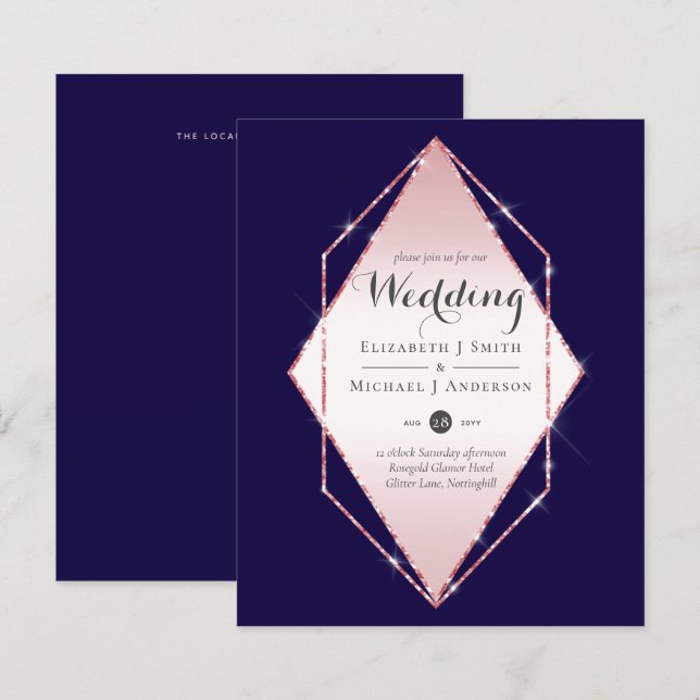 LeahG Budget Rosegold Glitter Grey Wedding (Front/Back)