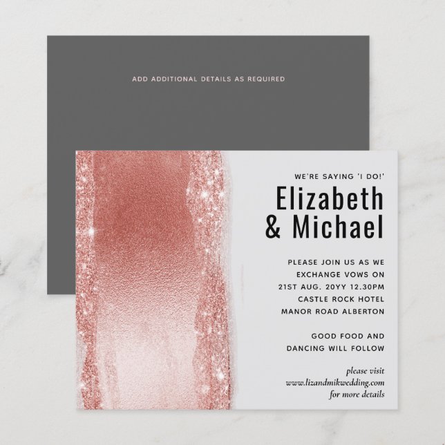LeahG Budget Rosegold Glitter Grey Wedding (Front/Back)