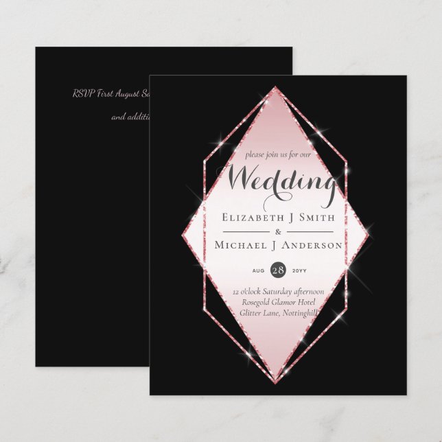 LeahG Budget Rosegold Glitter Grey Wedding (Front/Back)
