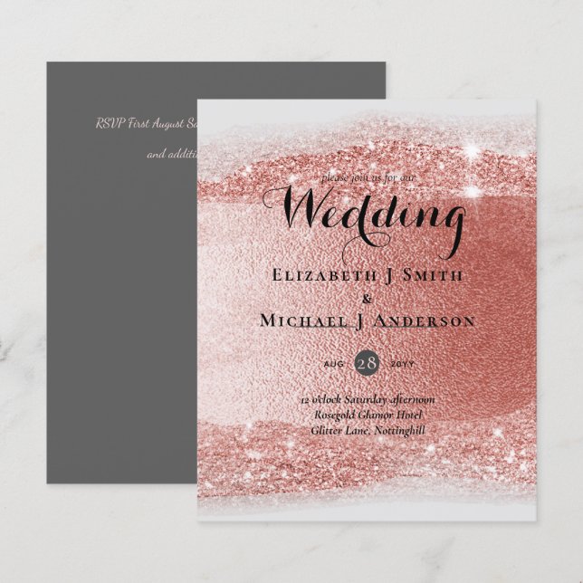 LeahG Budget Rosegold Glitter Grey Wedding (Front/Back)