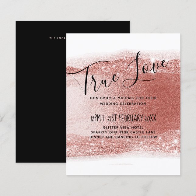 LeahG Budget Rosegold Glitter Grey Wedding (Front/Back)