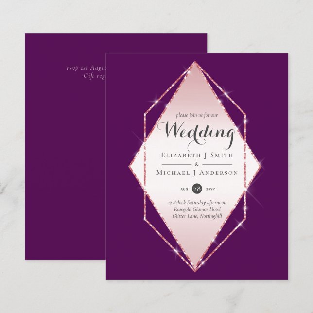 LeahG Budget Rosegold Glitter Grey Wedding (Front/Back)