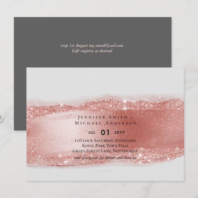 LeahG Budget Rosegold Glitter Grey Wedding (Front/Back)