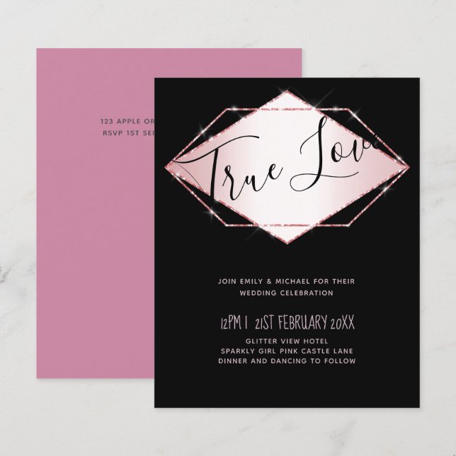 LeahG Budget Rosegold Glitter Grey Wedding (Front/Back)