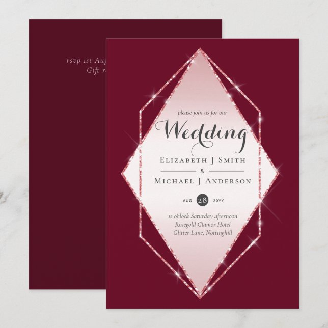 LeahG Budget Rosegold Glitter Grey Wedding (Front/Back)