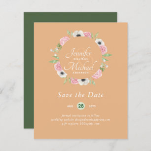 LeahG BUDGET Save Dates Blue Floral Wreath