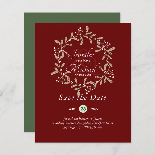 LeahG BUDGET Save Dates Modern Wreath Colours (Front/Back)