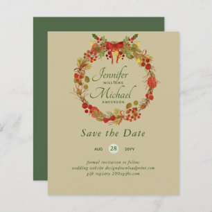 LeahG BUDGET Save Dates Red Rustic Festive Wreath