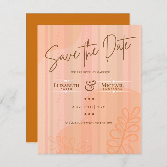 LeahG BUDGET Save The Date Cinammon Abstract (Front/Back)