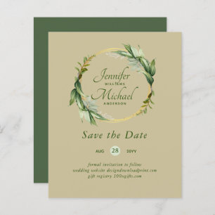 LeahG BUDGET Save The Date Greenery Wreath Modern
