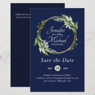 LeahG BUDGET Save The Date Greenery Wreath Modern