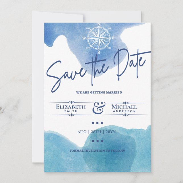 LeahG BUDGET Save The Date Nautical Blue (Front)